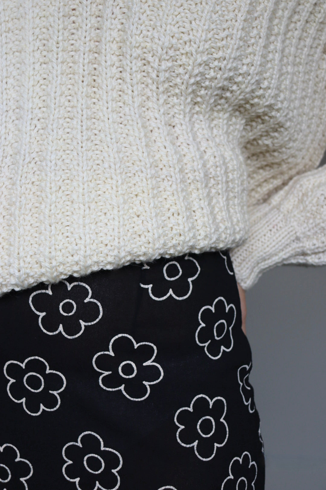 The B&W Flower - skirt - S up to M