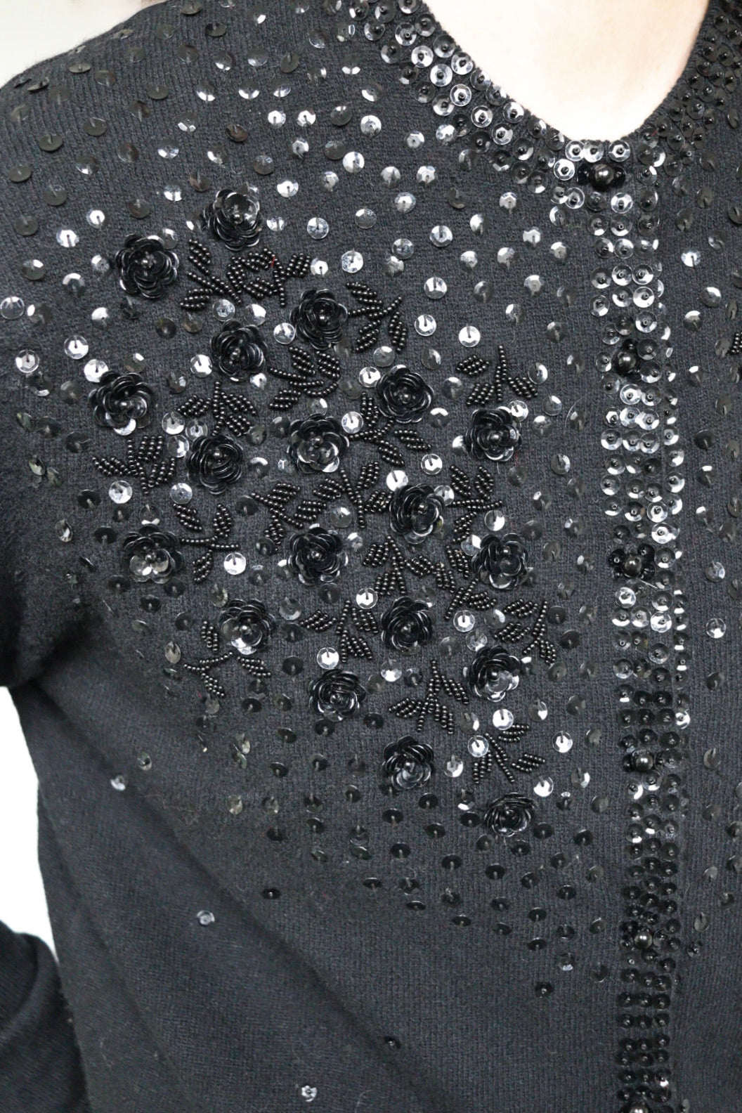 The Black Rose - beaded cardigan - S up to M/L