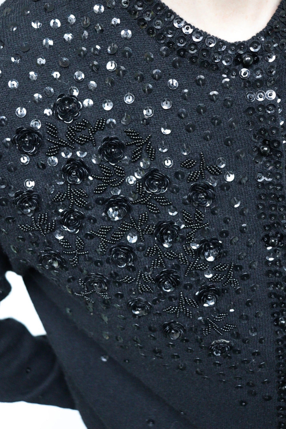 The Black Rose - beaded cardigan - S up to M/L