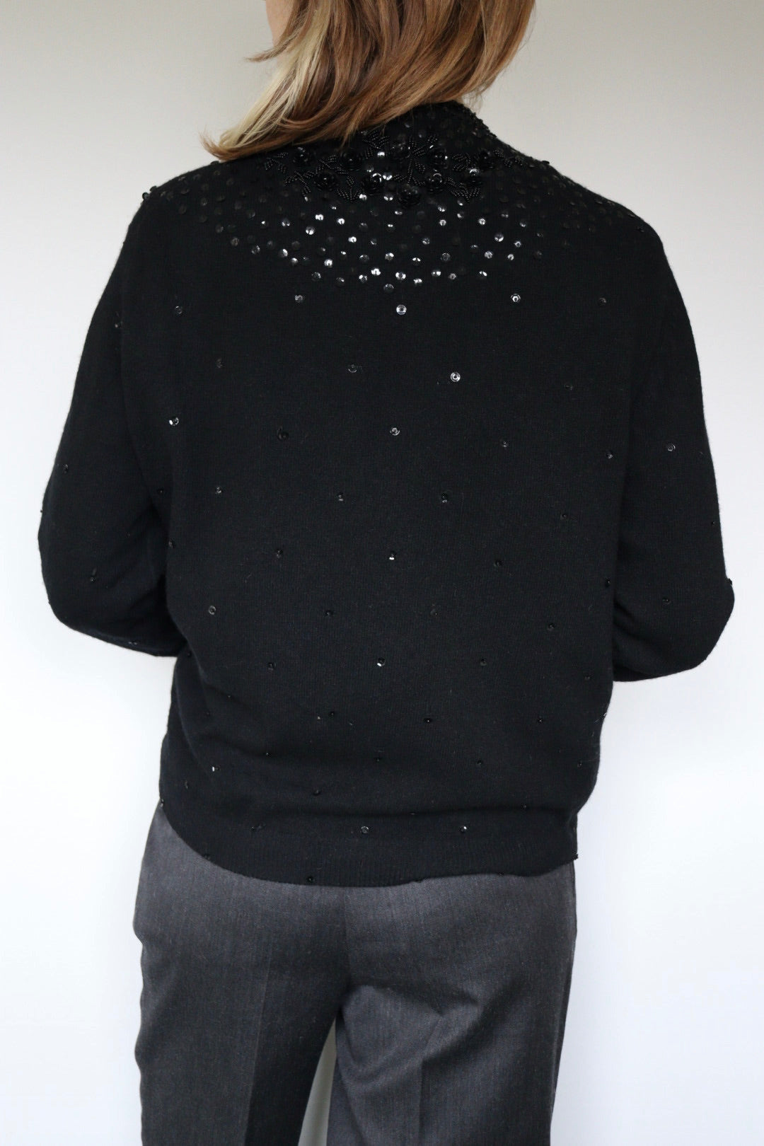 The Black Rose - beaded cardigan - S up to M/L