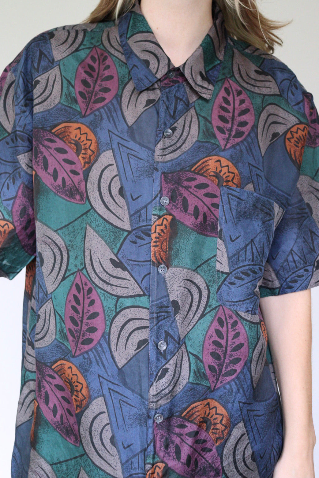 The Colorful Leaves - silk blouse - S up to XL