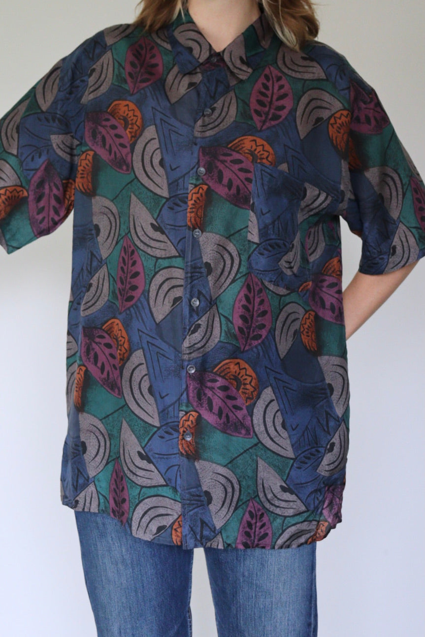 The Colorful Leaves - silk blouse - S up to XL