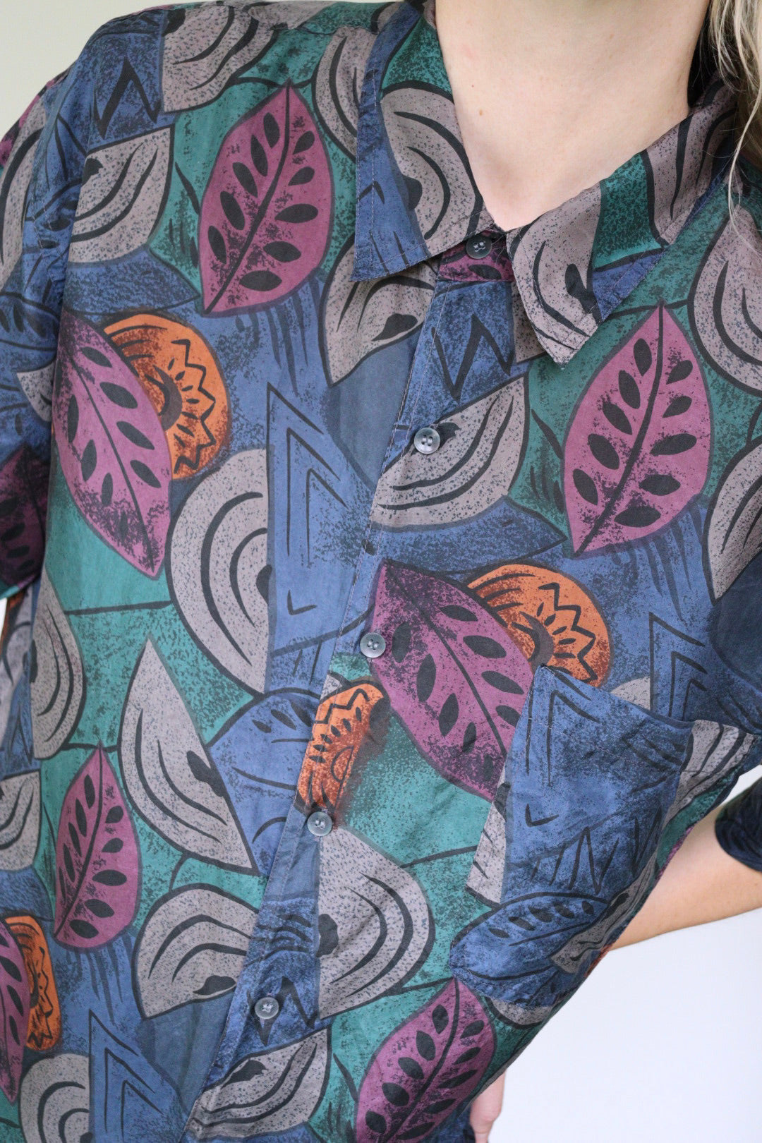 The Colorful Leaves - silk blouse - S up to XL