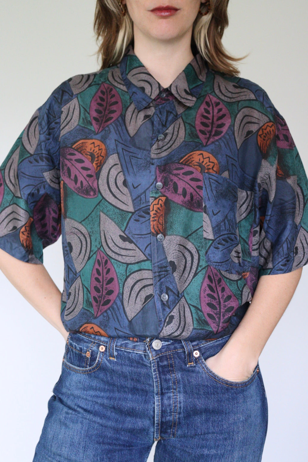 The Colorful Leaves - silk blouse - S up to XL