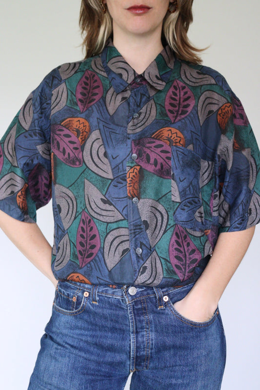The Colorful Leaves - silk blouse - S up to XL