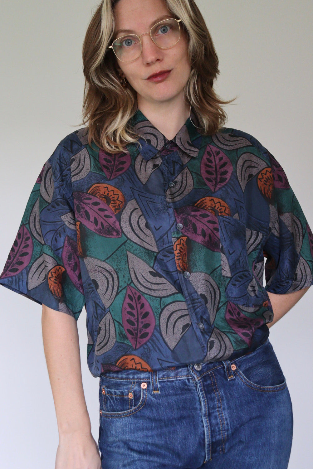 The Colorful Leaves - silk blouse - S up to XL