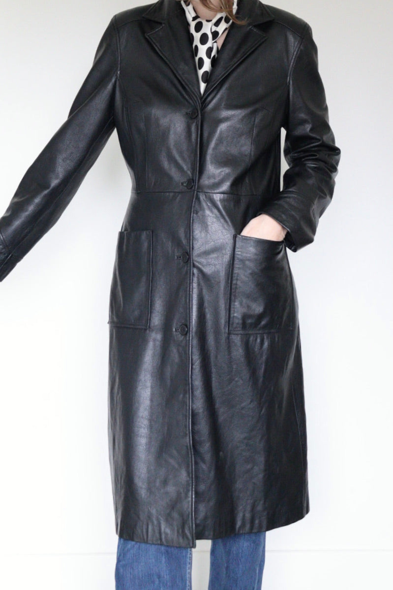 The Long Leather - coat - S up to M