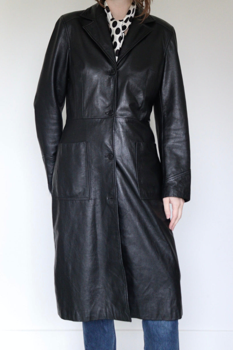 The Long Leather - coat - S up to M