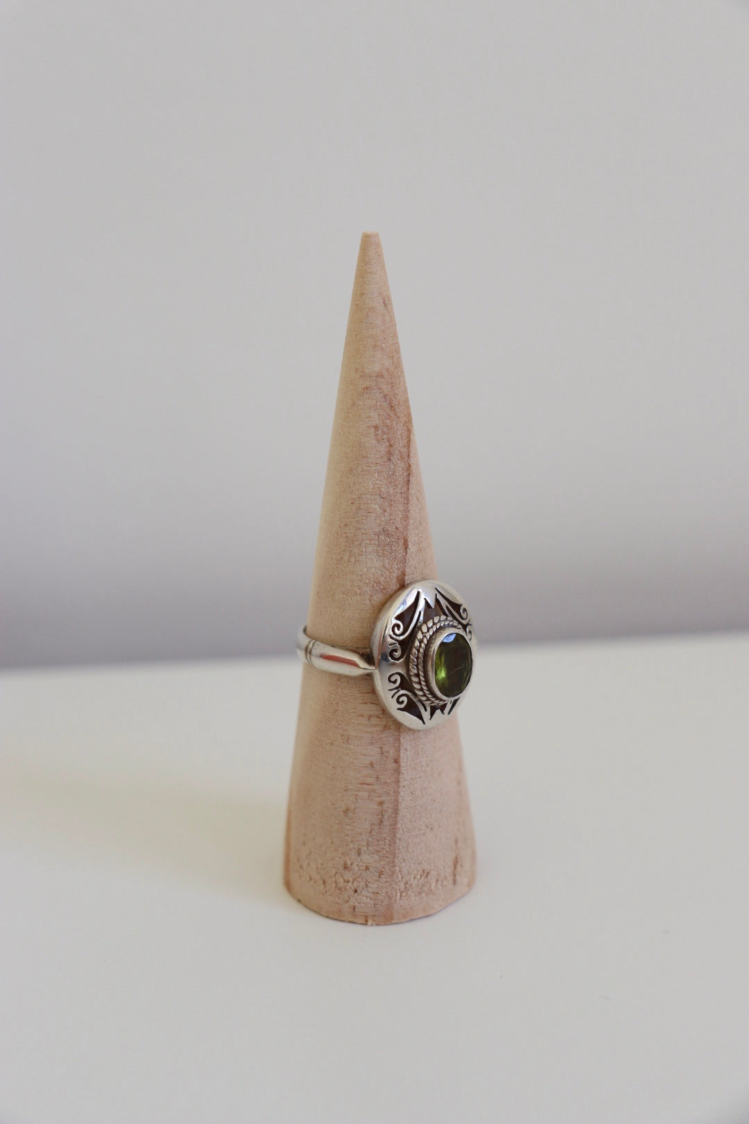 The Green Peridot - vintage silver ring