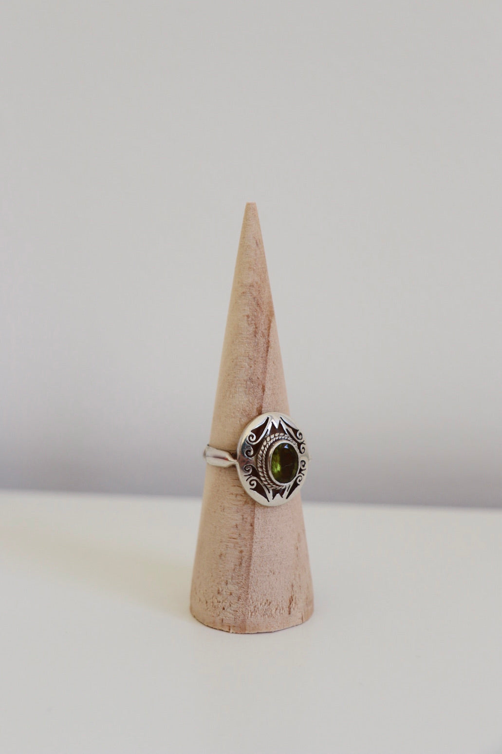 The Green Peridot - vintage silver ring