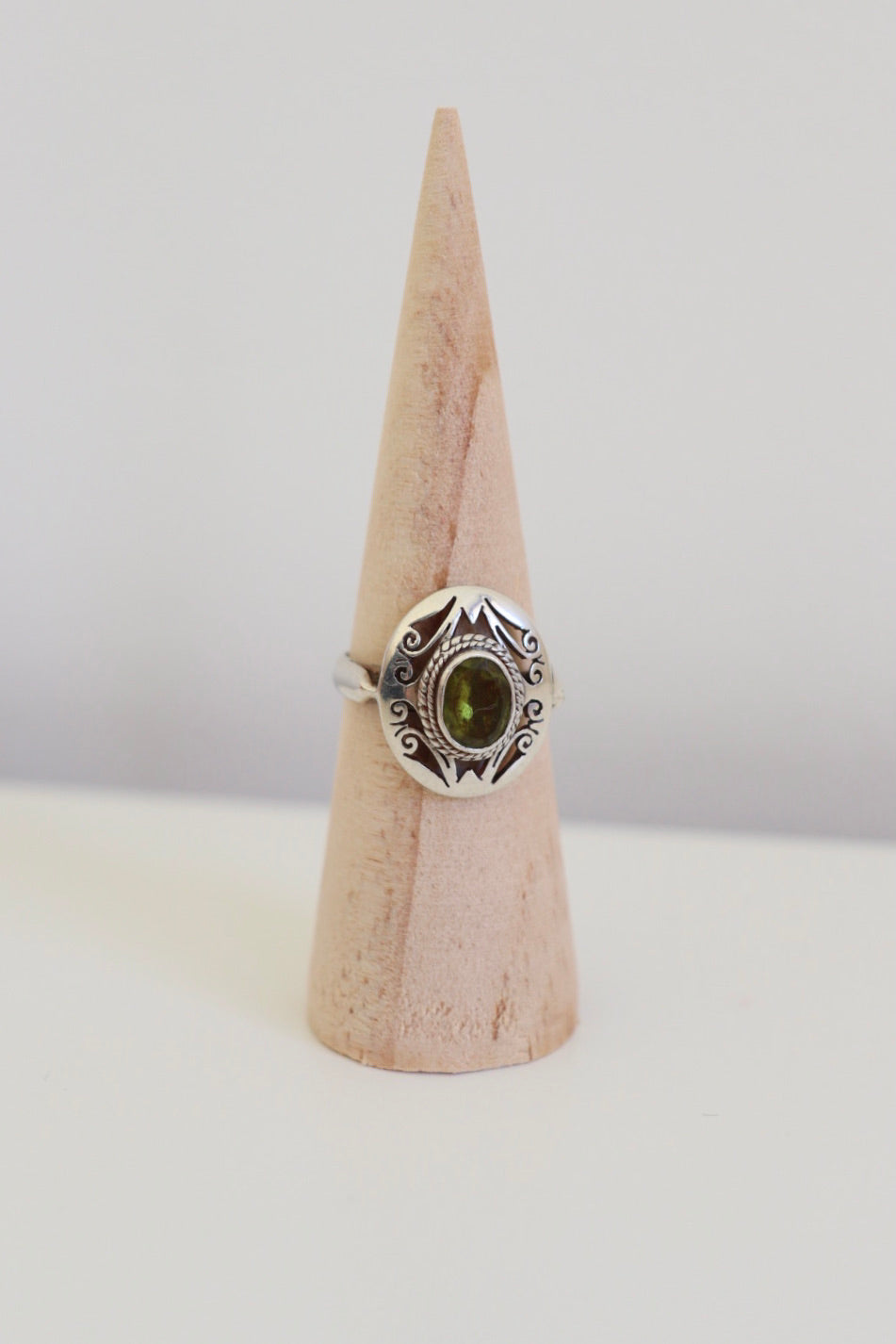 The Green Peridot - vintage silver ring