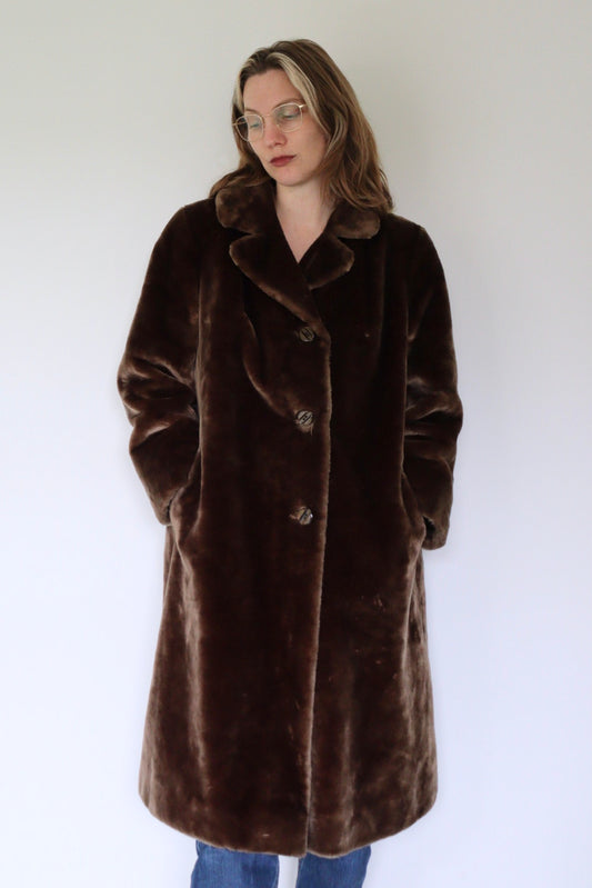 The Mocha Mikulas - faux fur coat - S up to M/L