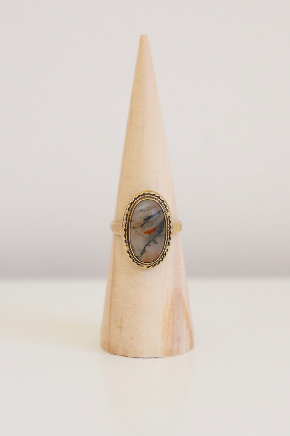 The Moss Agate - vintage 14K gold ring