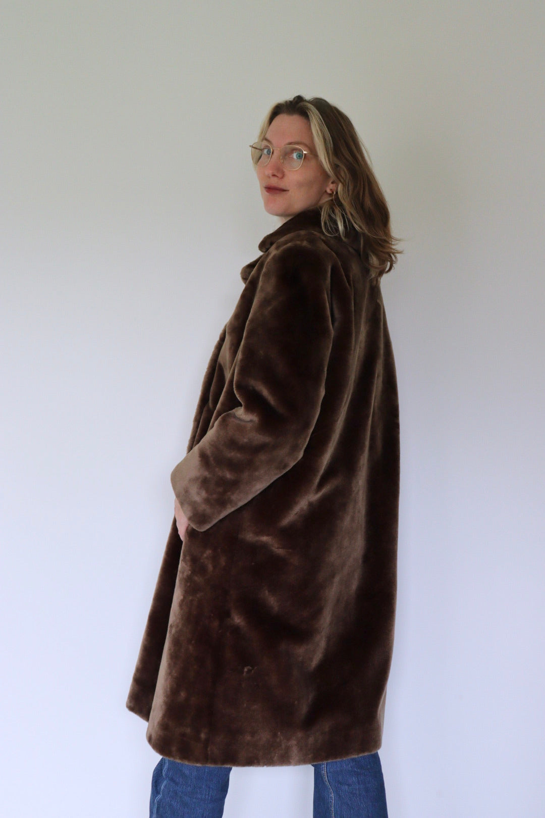 The Mocha Mikulas - faux fur coat - S up to M/L