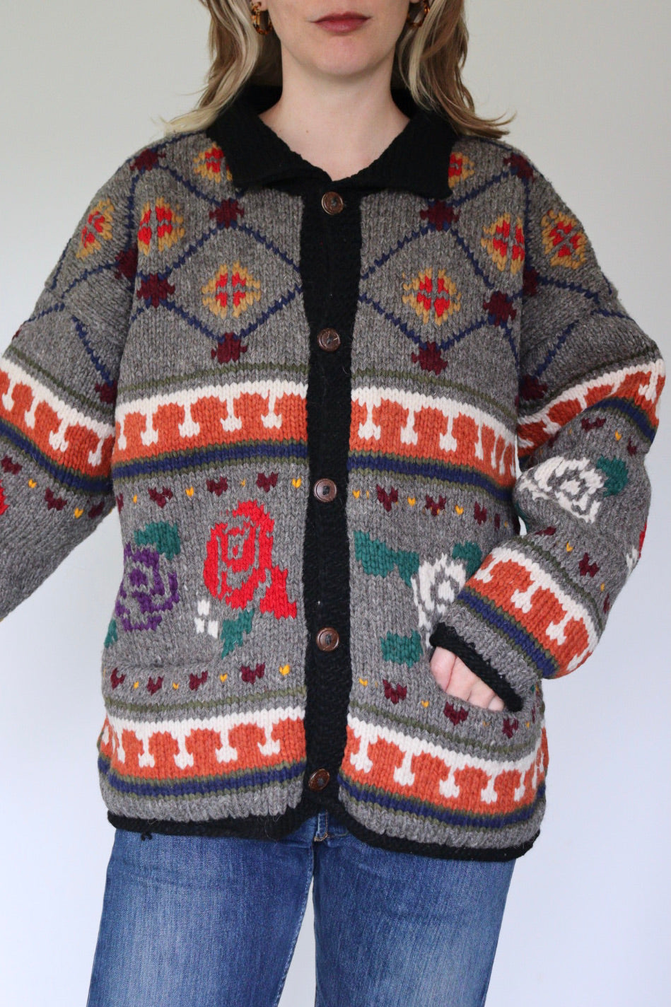 The Colorful Roses - cardigan - S up to L