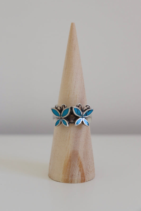 The Turquoise Butterflies - vintage silver ring