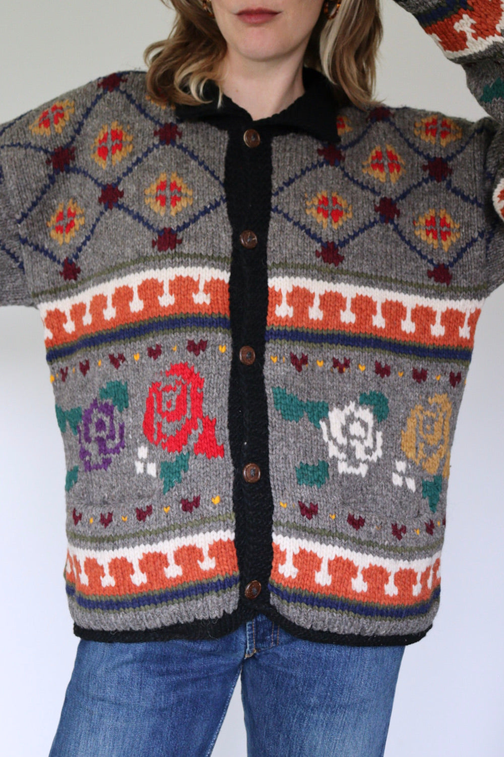 The Colorful Roses - cardigan - S up to L