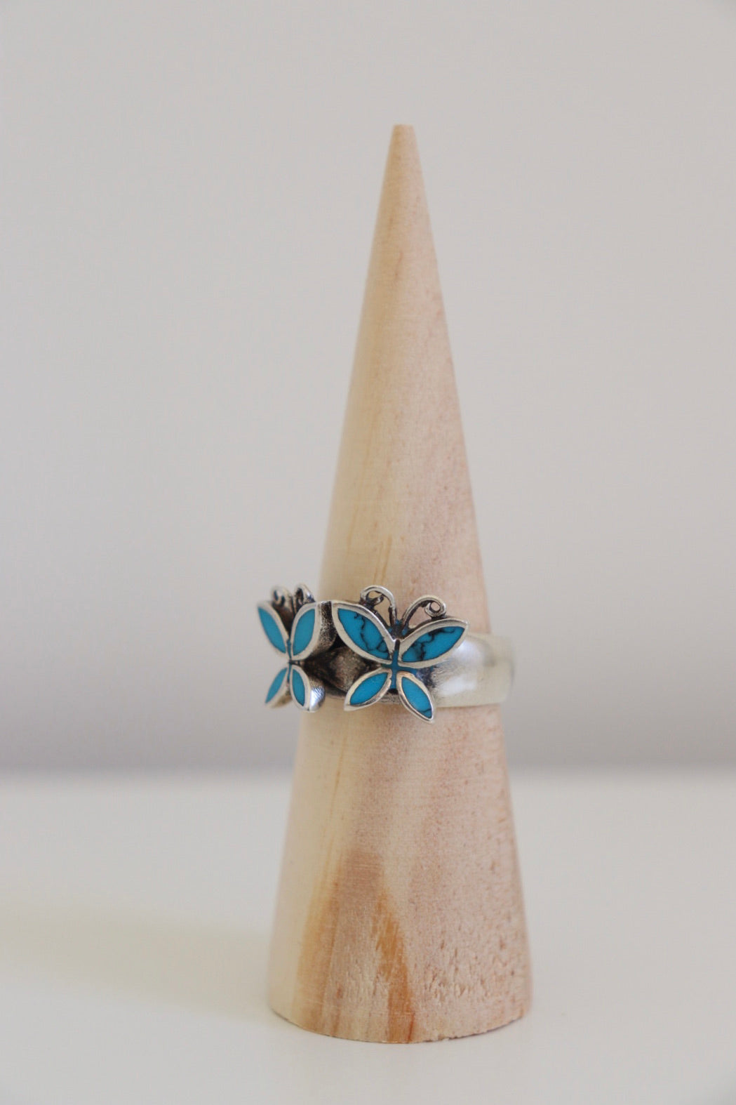 The Turquoise Butterflies - vintage silver ring