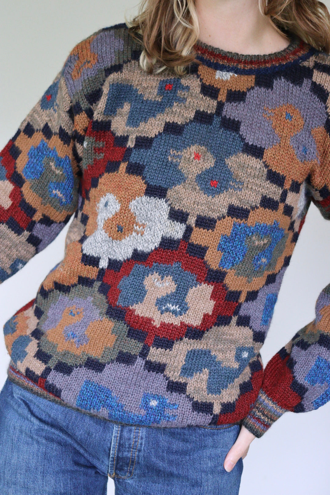 The Escher Ducks - knitted sweater - S up to M