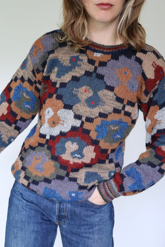 The Escher Ducks - knitted sweater - S up to M
