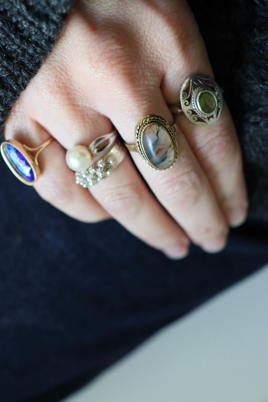 The Moss Agate - vintage 14K gold ring