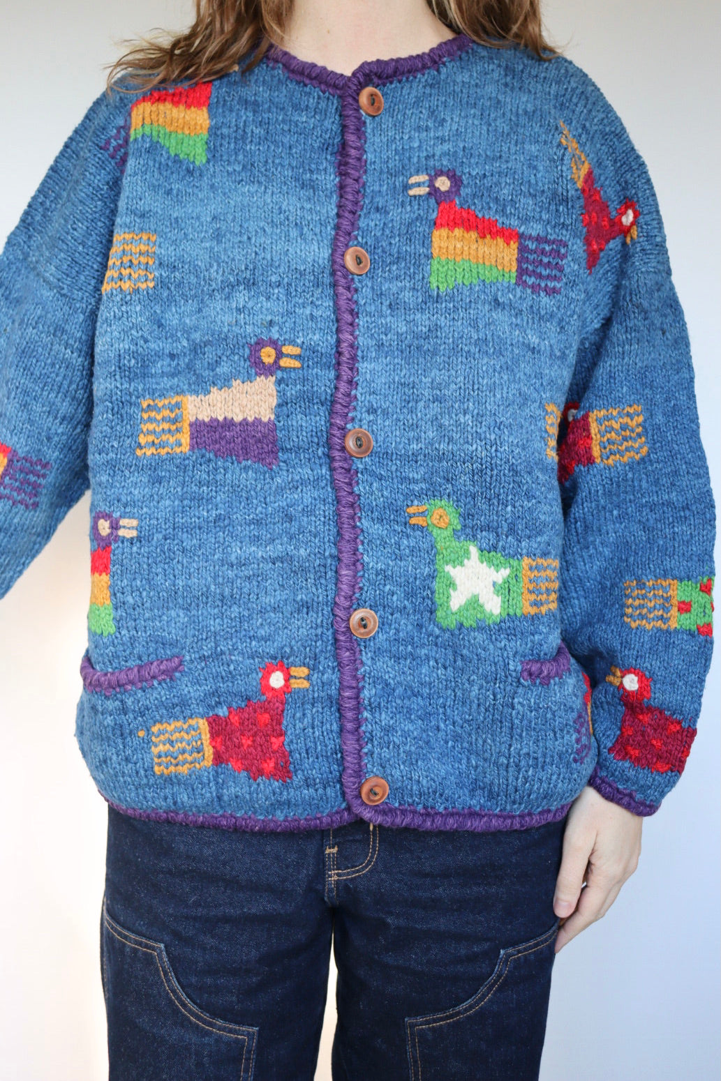 The Amano Birds - vintage Amano hand knitted cardigan - S up to M/L