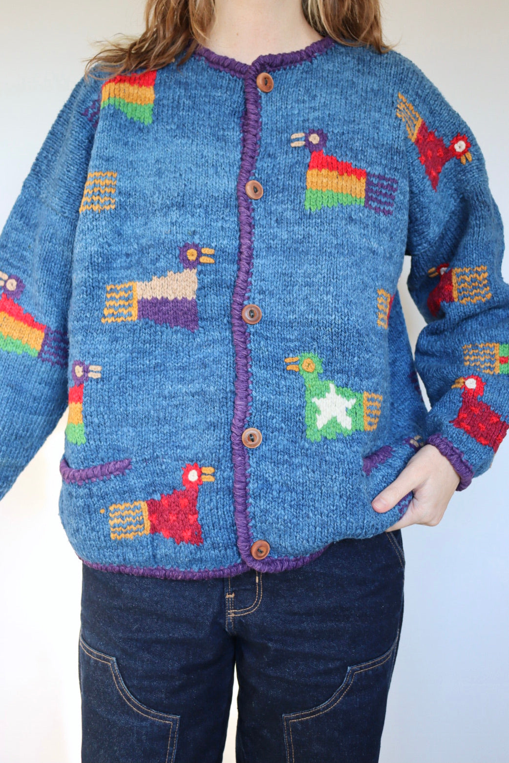The Amano Birds - vintage Amano hand knitted cardigan - S up to M/L