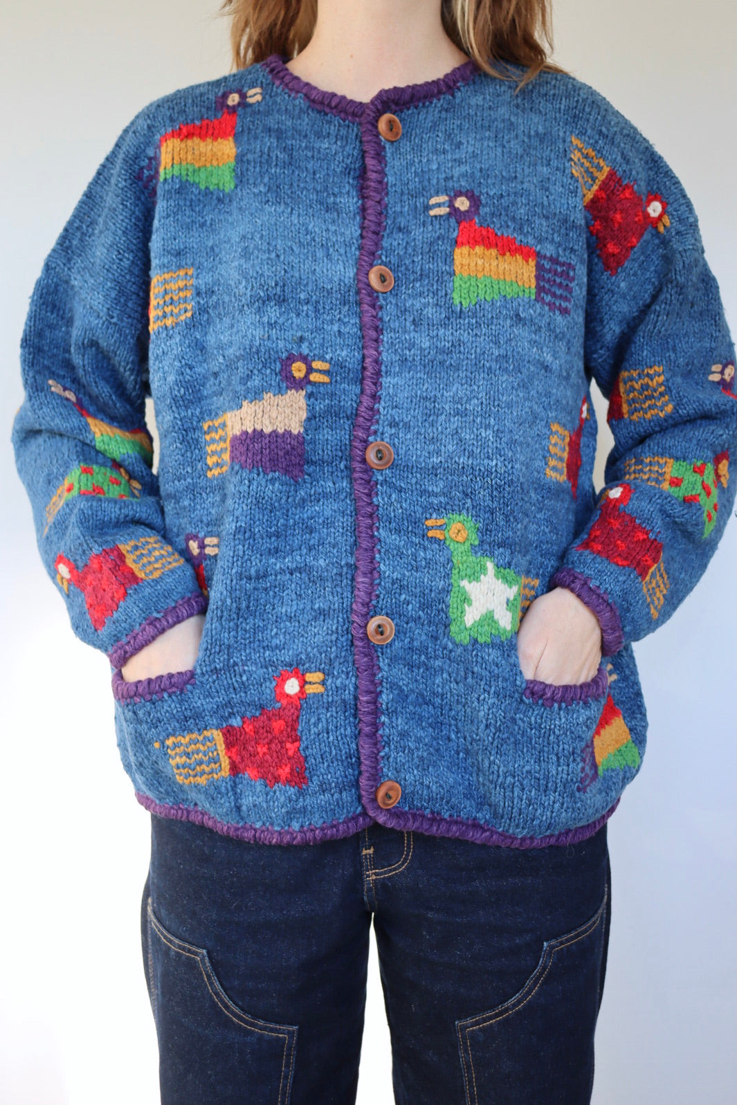 The Amano Birds - vintage Amano hand knitted cardigan - S up to M/L