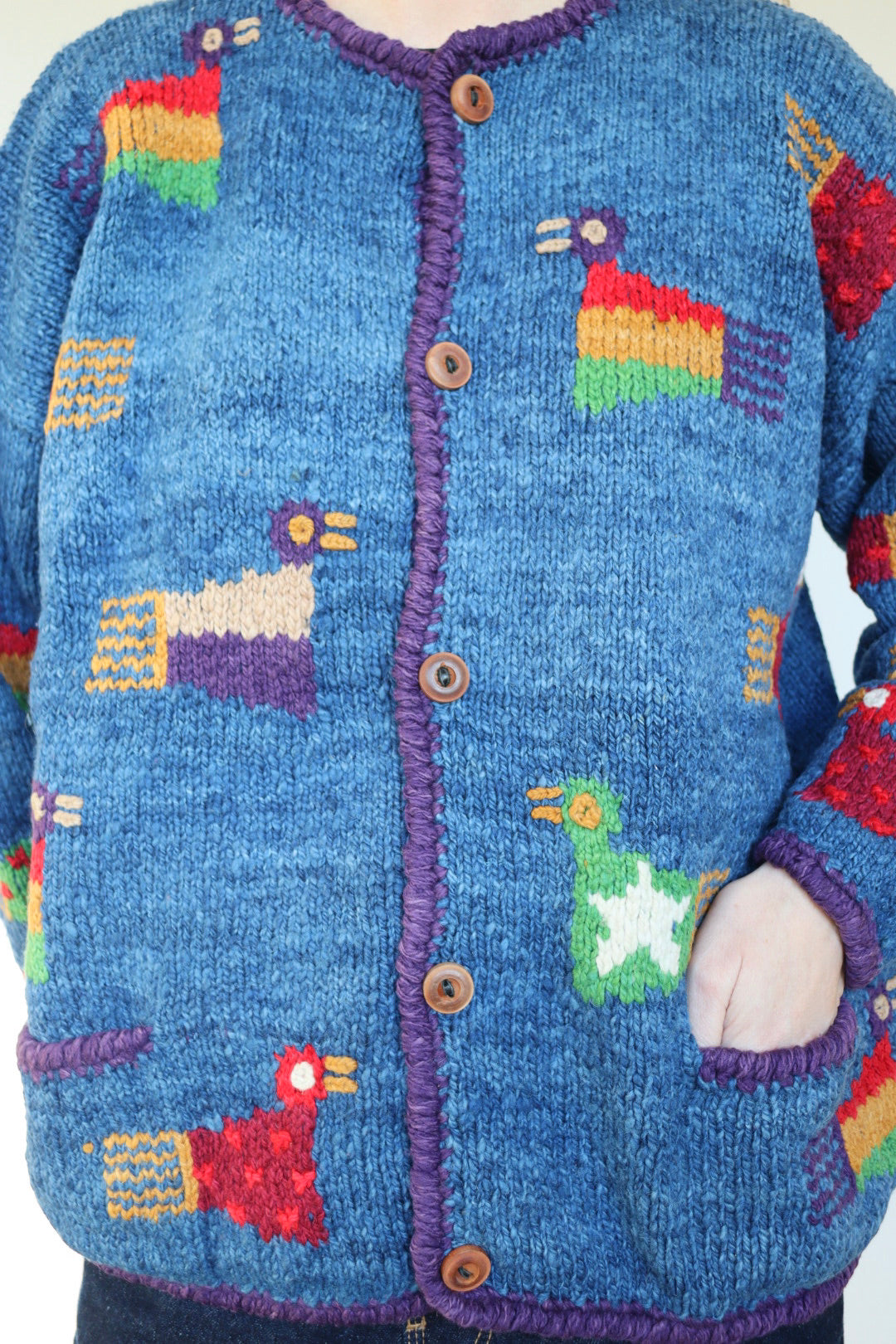 The Amano Birds - vintage Amano hand knitted cardigan - S up to M/L