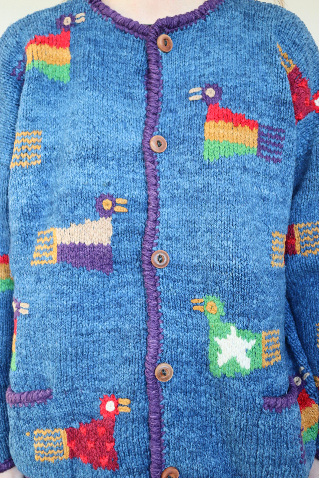 The Amano Birds - vintage Amano hand knitted cardigan - S up to M/L