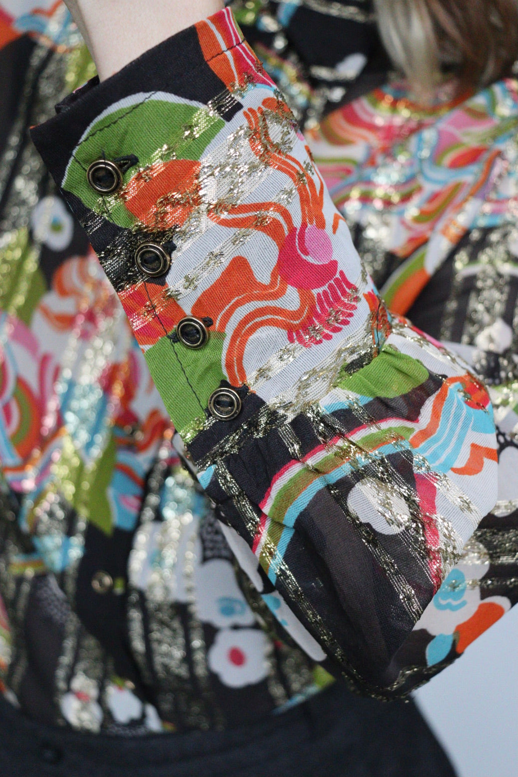 The Stripes & Sparkle - semi see-trough blouse - S up to M/L