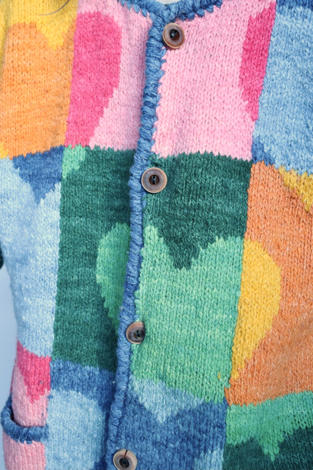 The Amano Hearts - vintage Amano hand knitted cardigan - S up to M/L