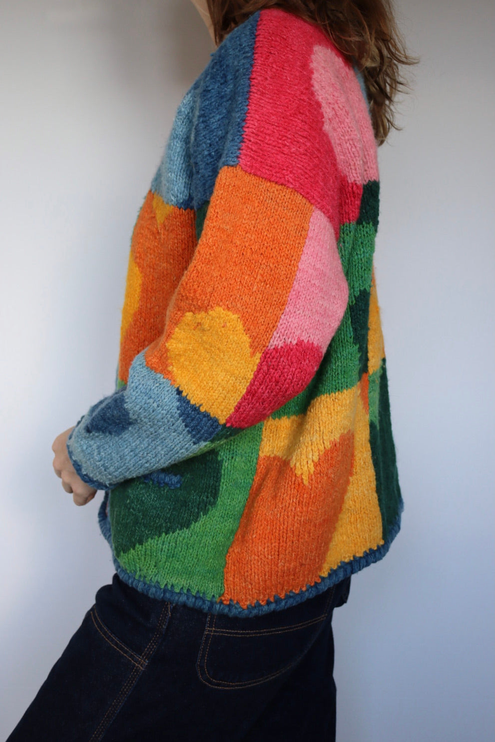 The Amano Hearts - vintage Amano hand knitted cardigan - S up to M/L