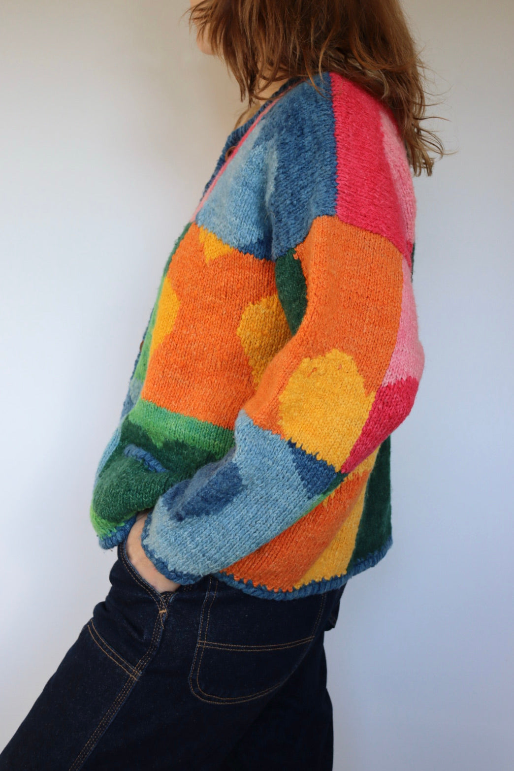The Amano Hearts - vintage Amano hand knitted cardigan - S up to M/L