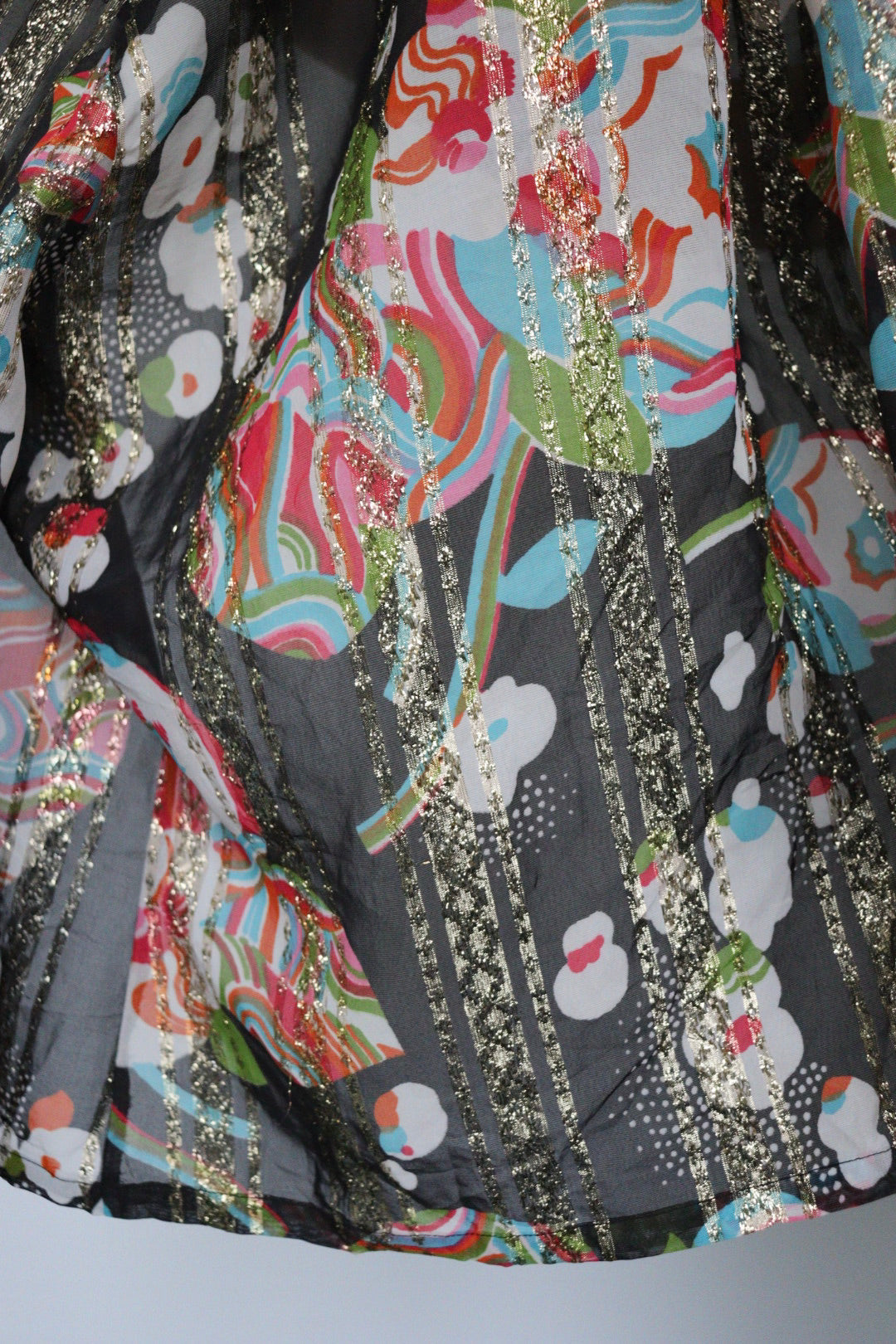 The Stripes & Sparkle - semi see-trough blouse - S up to M/L