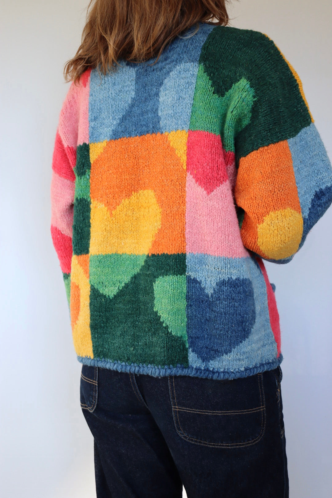 The Amano Hearts - vintage Amano hand knitted cardigan - S up to M/L