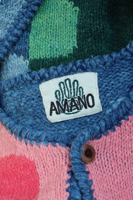 The Amano Hearts - vintage Amano hand knitted cardigan - S up to M/L