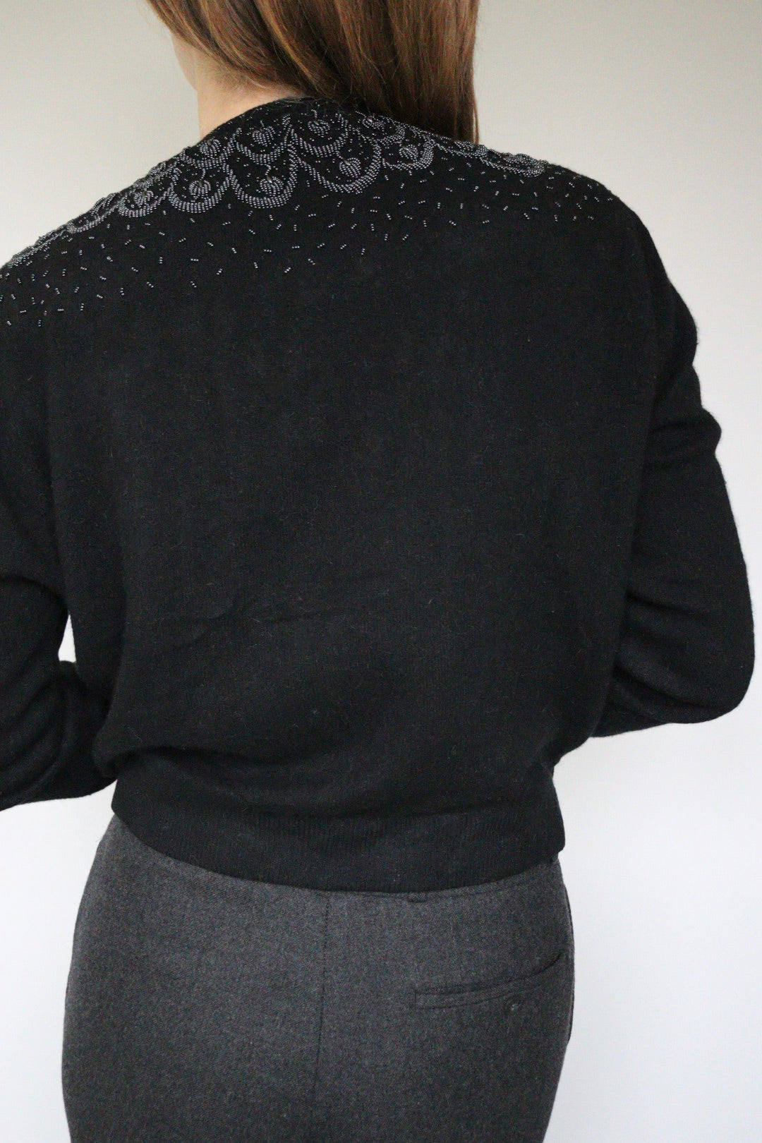 The Beaded Leaves - beaded cardigan - S up to M/L