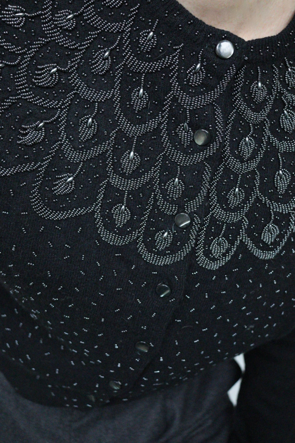 The Beaded Leaves - beaded cardigan - S up to M/L