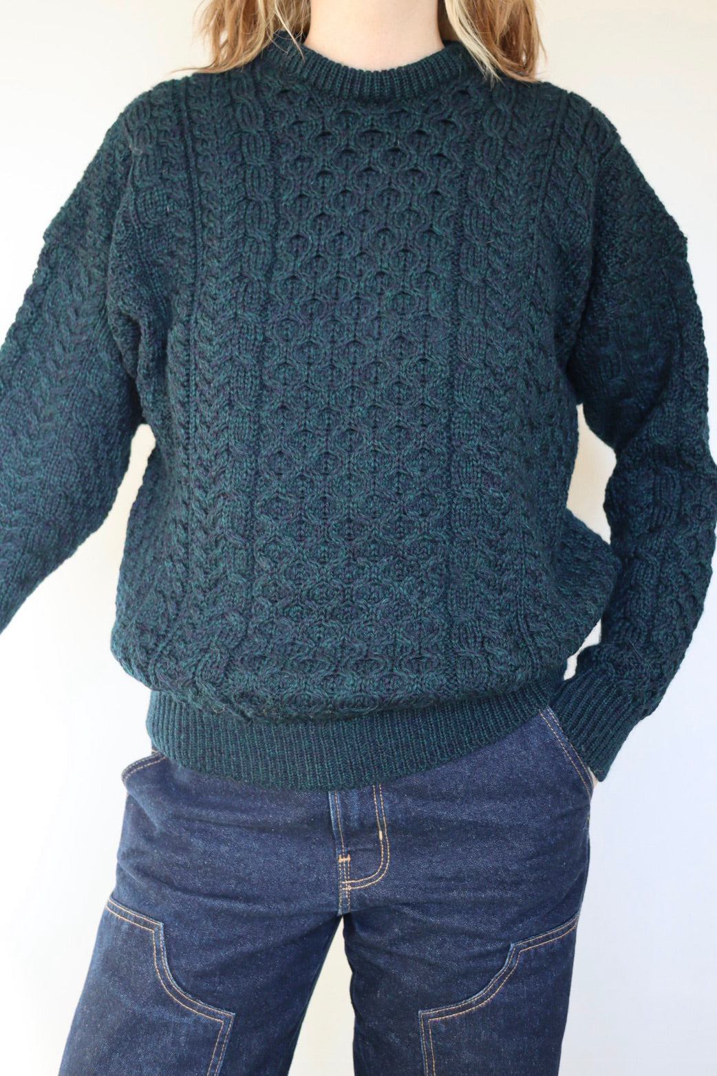 The Hughes Aran - vintage aran knit sweater - S up to M