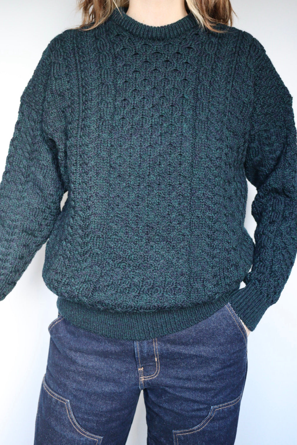 The Hughes Aran - vintage aran knit sweater - S up to M