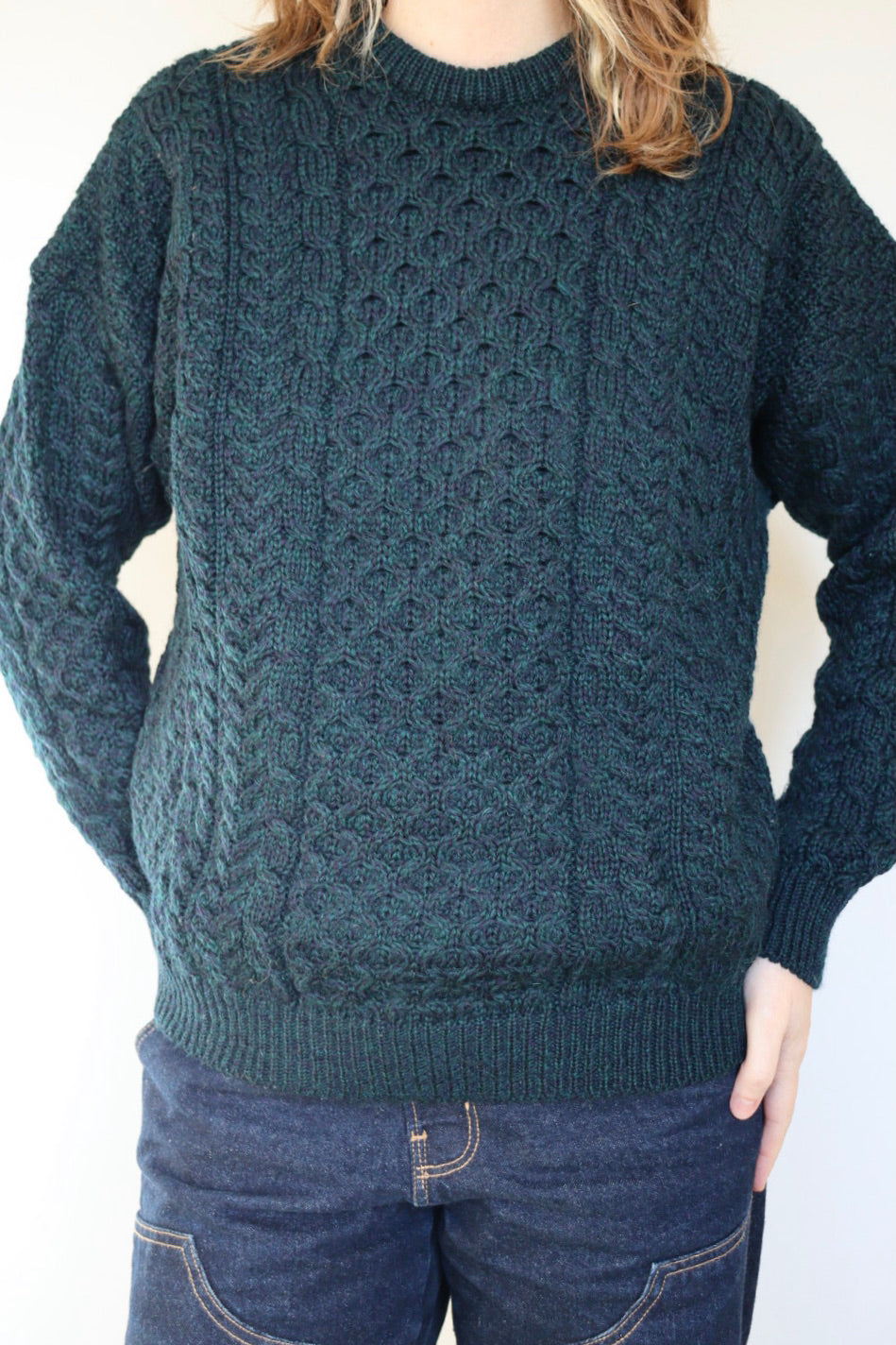 The Hughes Aran - vintage aran knit sweater - S up to M