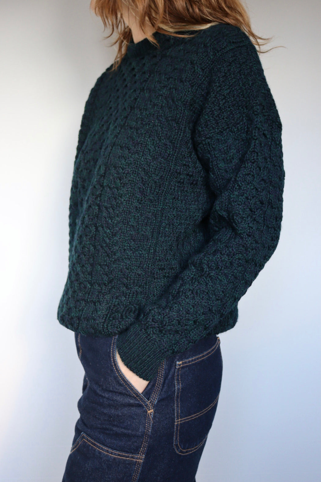 The Hughes Aran - vintage aran knit sweater - S up to M