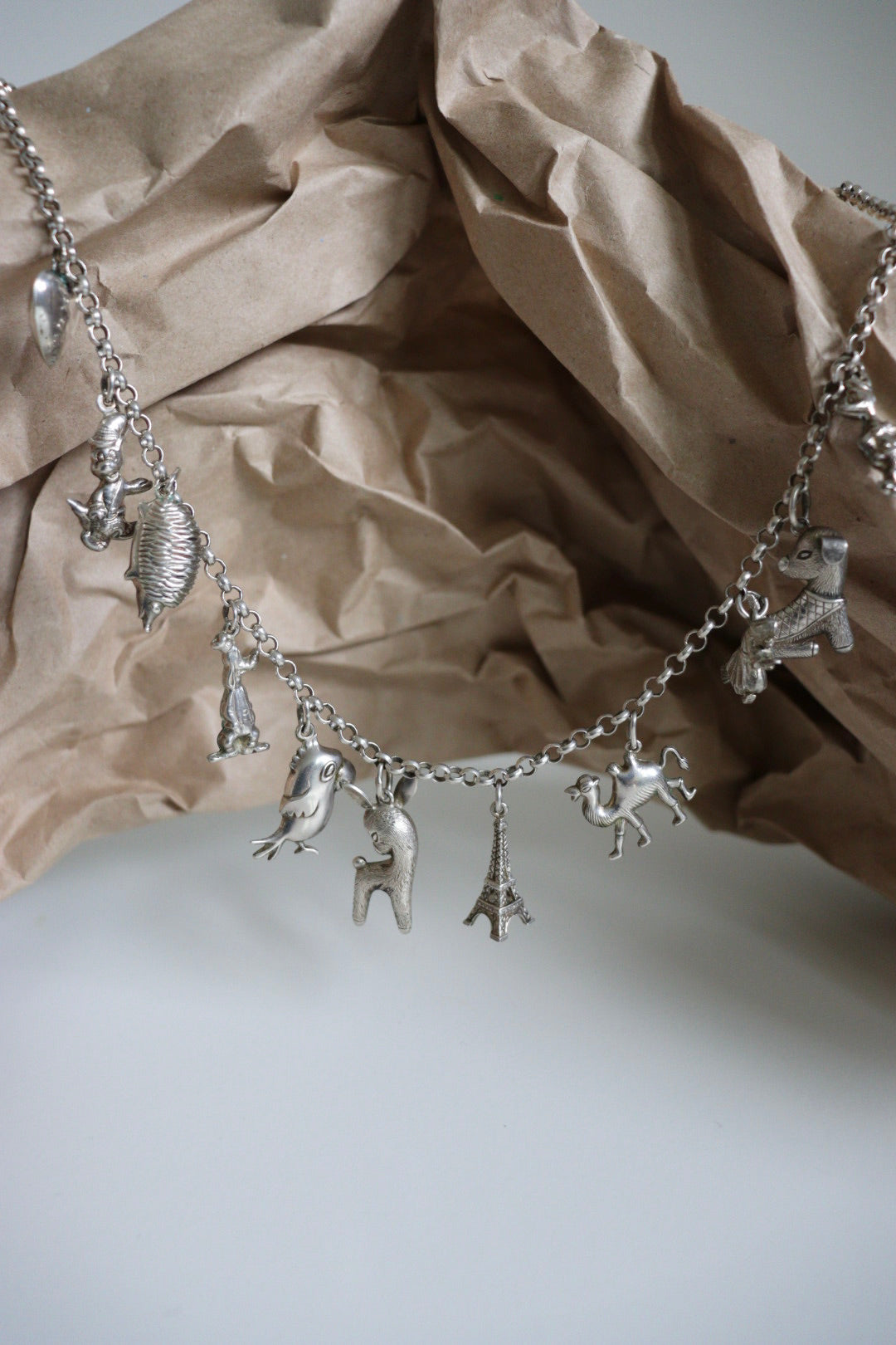 The Charm Necklace - vintage silver charm necklace