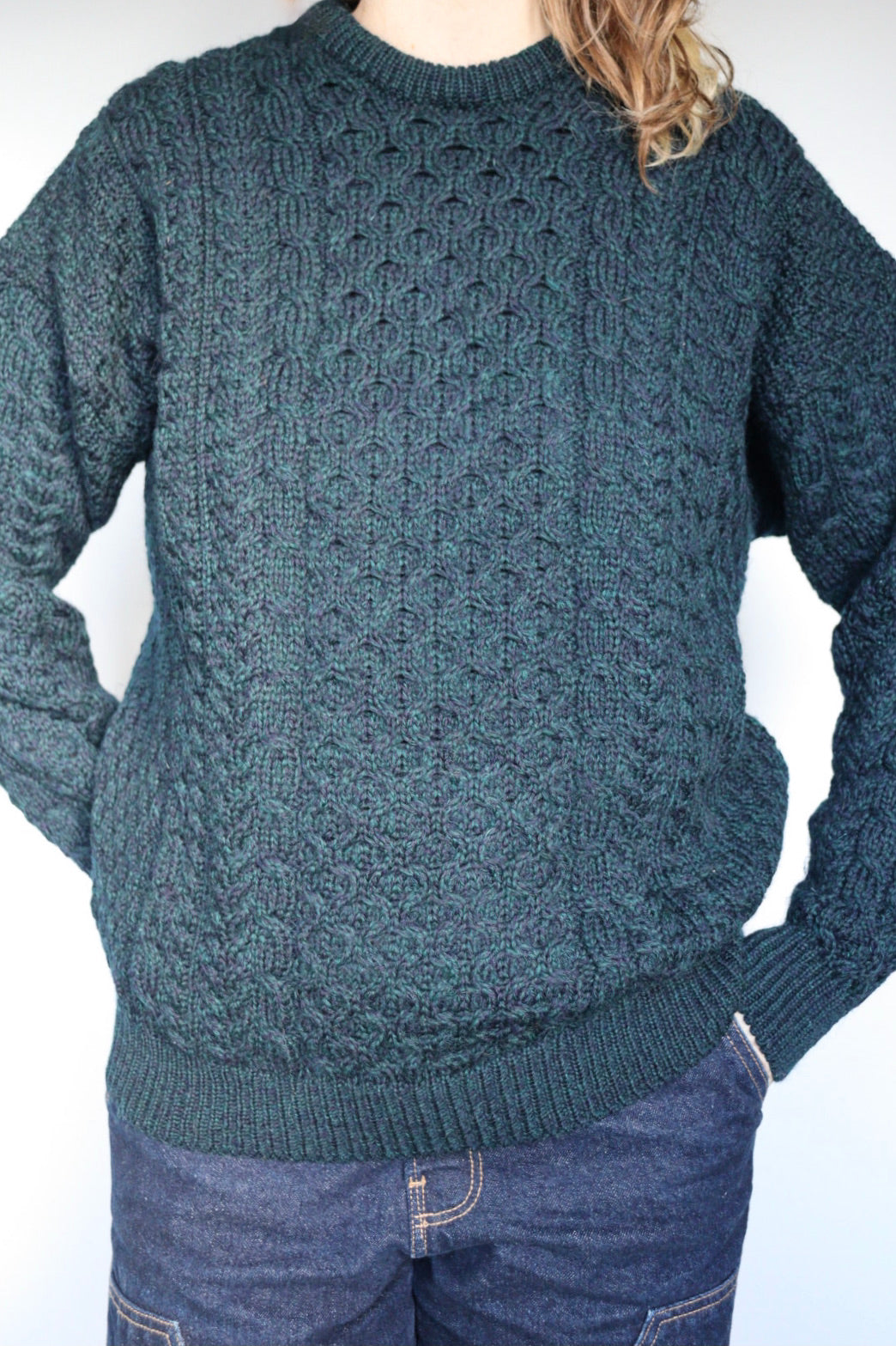 The Hughes Aran - vintage aran knit sweater - S up to M