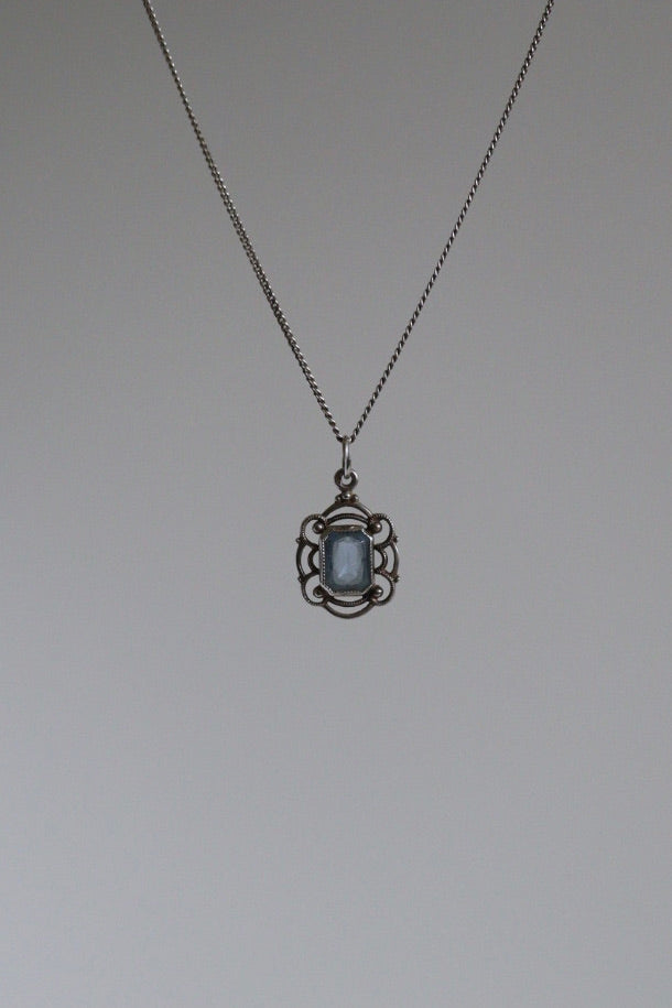 The Art Deco - vintage silver pendant with necklace