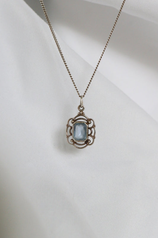 The Art Deco - vintage silver pendant with necklace