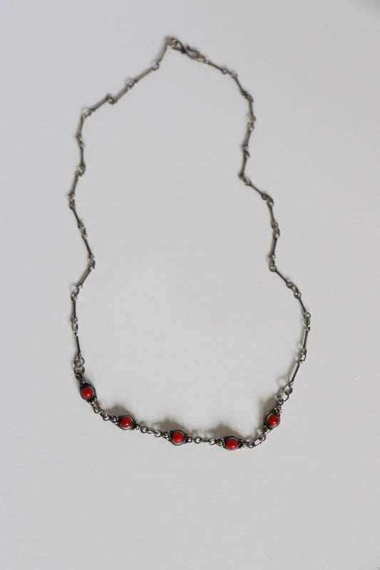 The Coral Five - vintage silver necklace