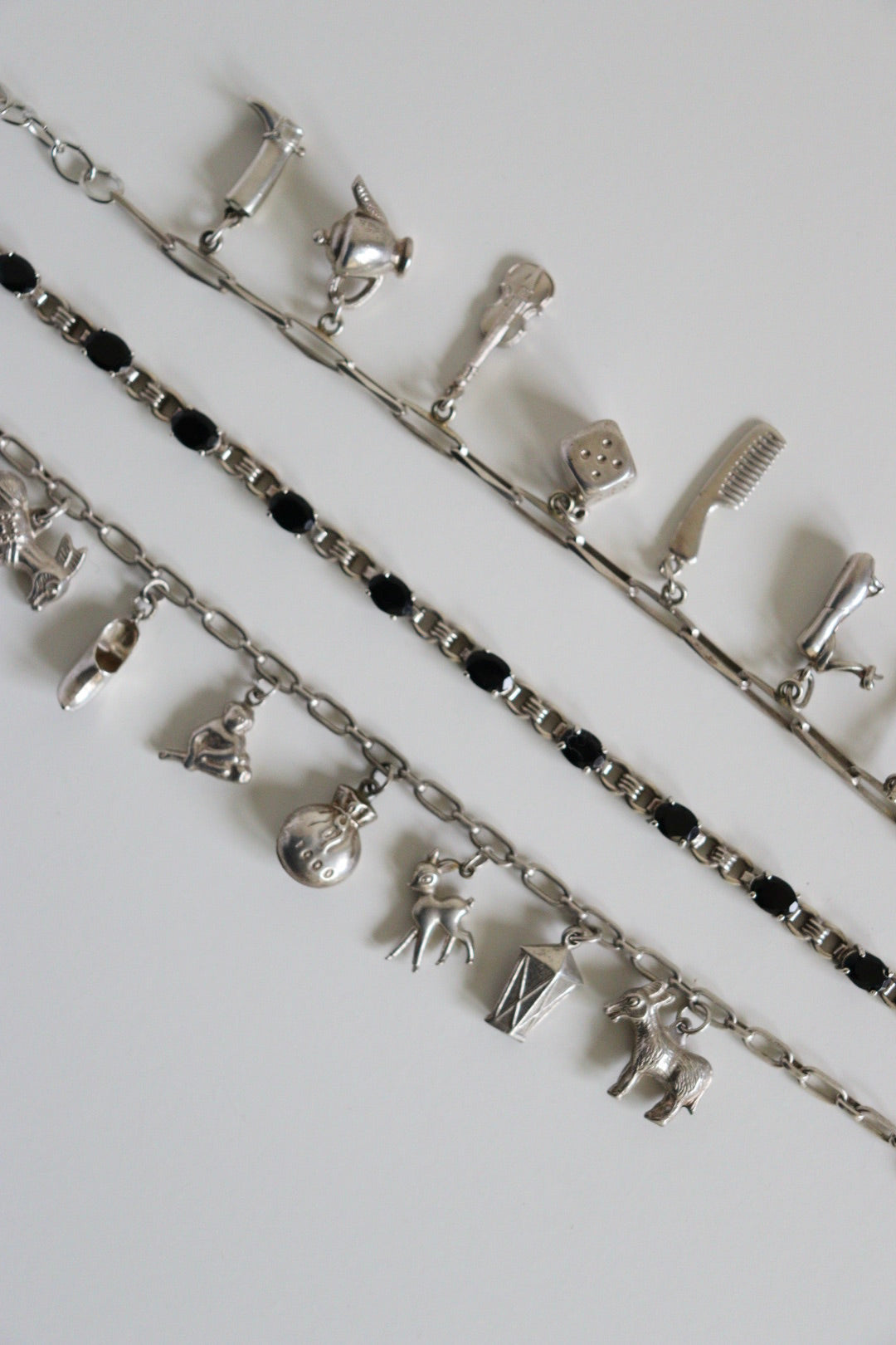 The Whimsical Charm - vintage silver charm bracelet