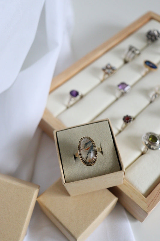 The Moss Agate - vintage 14K gold ring